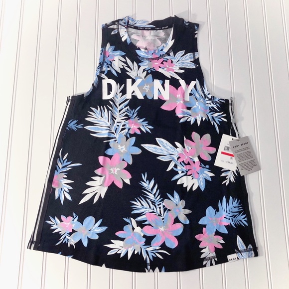 DKNY Floral-print Tank Top In Black - Picture 5 of 7
